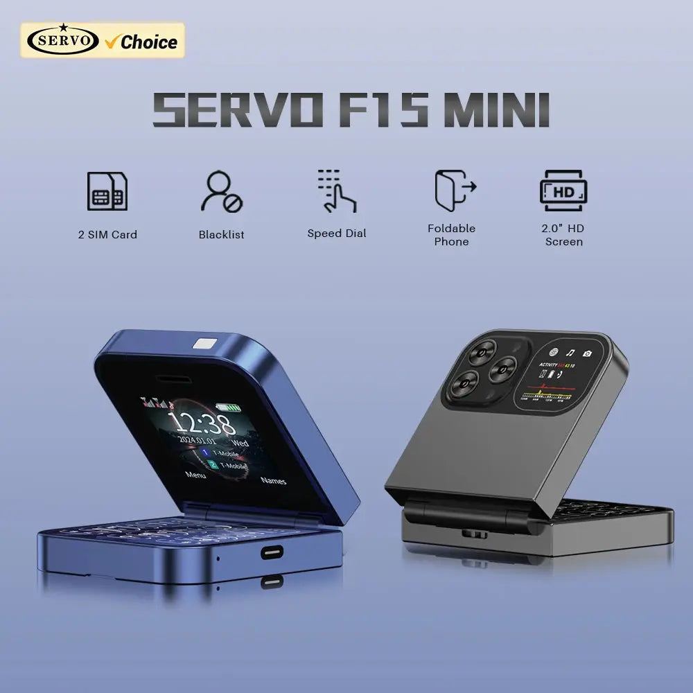 SERVO Classic Small Flip Mobile Phone 2G Dual SIM Card ryshop